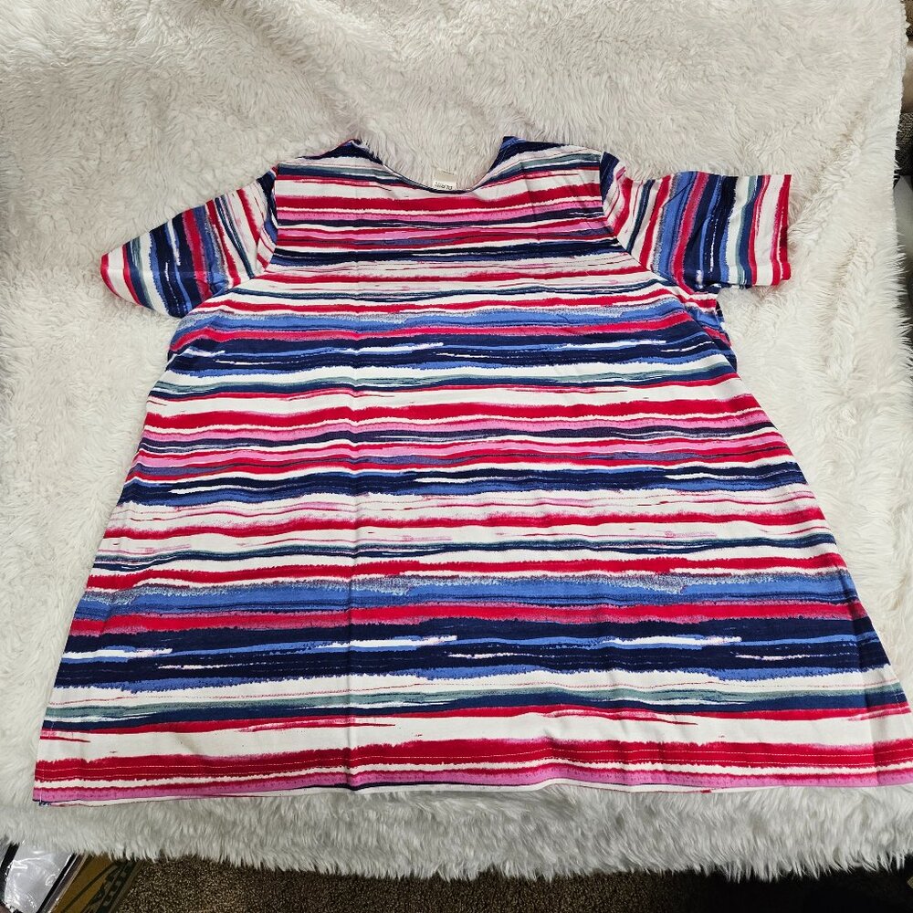 BLAIR COTTON/POLYESTER BLEND WILD BERRY PURPLE/BLUE/RED PATTERN SHIRT - SIZE 3X
